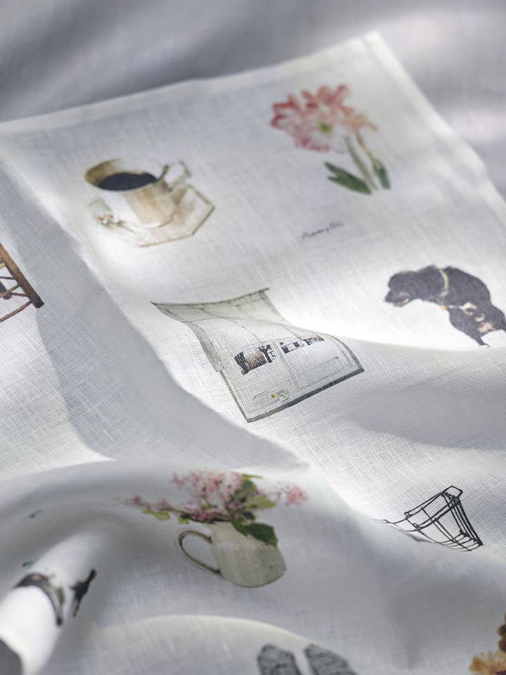 Handkerchief M.O. Living With Flowers for wholesale by Fog Linen Work