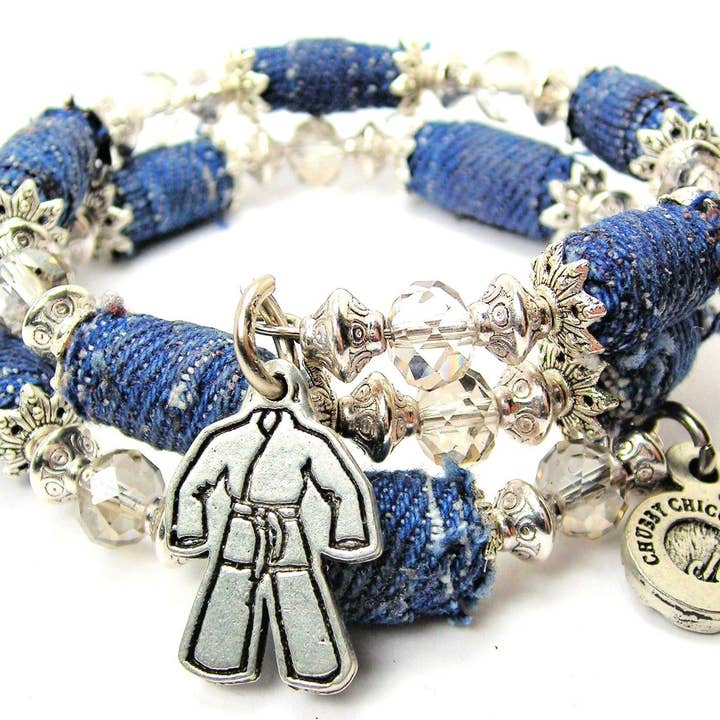 Chubby Chico Charms - Venta al por mayor Pulseras de abalorios/colgantes - Pulsera de karate uniformes Jean con cuentas deportivas artes marciales