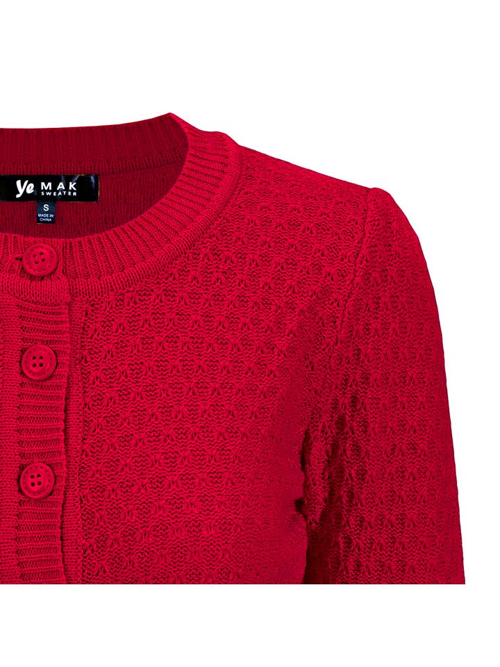 Mak – wholesale Cardigan – Women’s – 3/4 Sleeve Crewneck Knit Plus Size Cardigan Sweater MK3514PL71