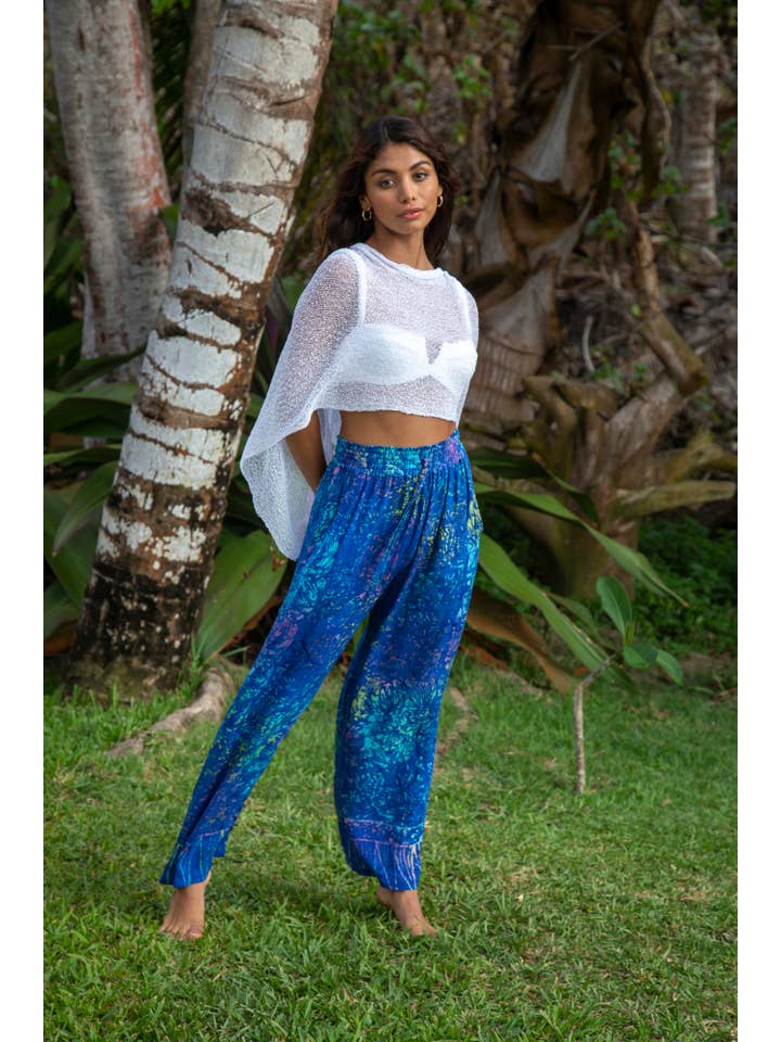 Bali Prema - Wholesale Poncho - Women's - Lightweight Sheer Shrug Knit Poncho Shawl- Boho Cover-up in Denim Blue3