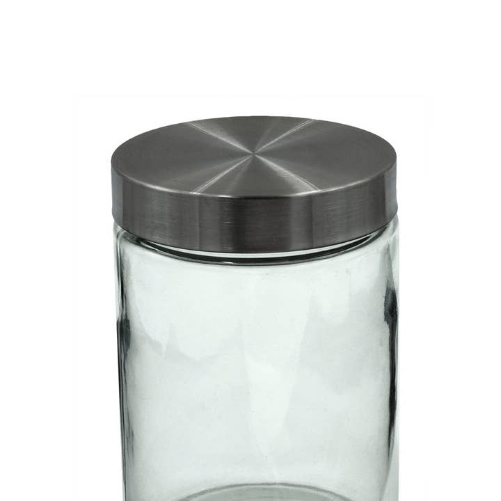 Bidon en verre KITCHEN BASICS avec couvercle pivotant en acier inoxydable 1200 ml/40 oz pour la vente par Port-Style Enterprises Inc.