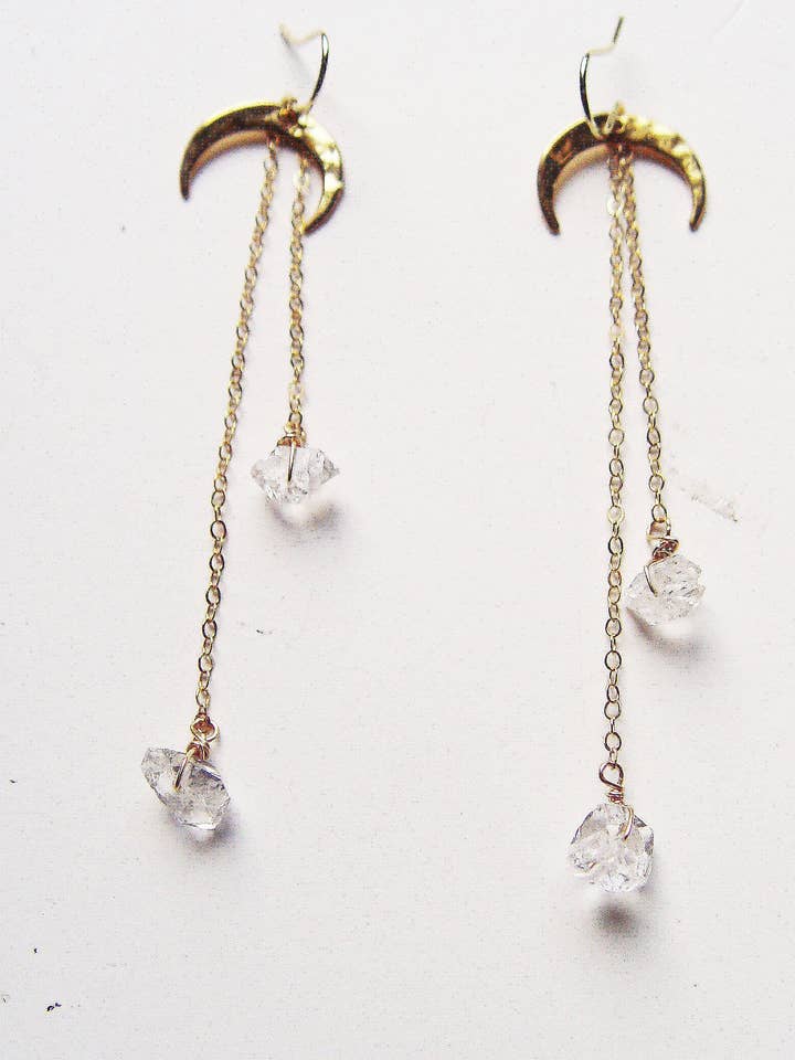 Boucles d'oreilles en diamant Shooting Star Herkimer pour la vente par Friedasophie