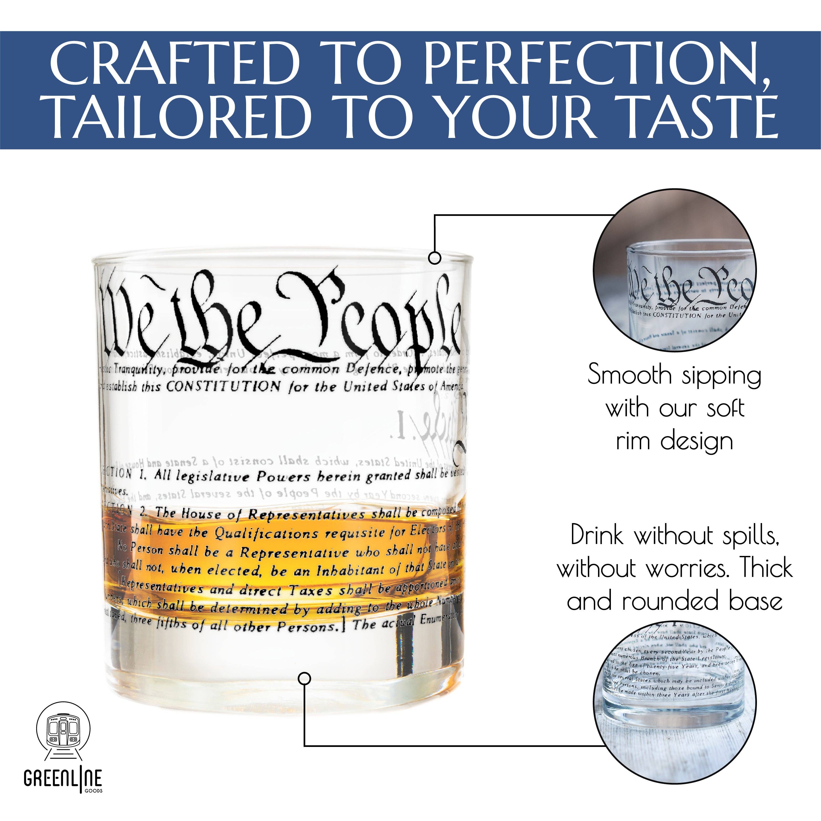 Greenline Goods - Wholesale Cocktail/Liquor Glass - United States Constitution + Declaration Whiskey Glasses (Set of 2)6