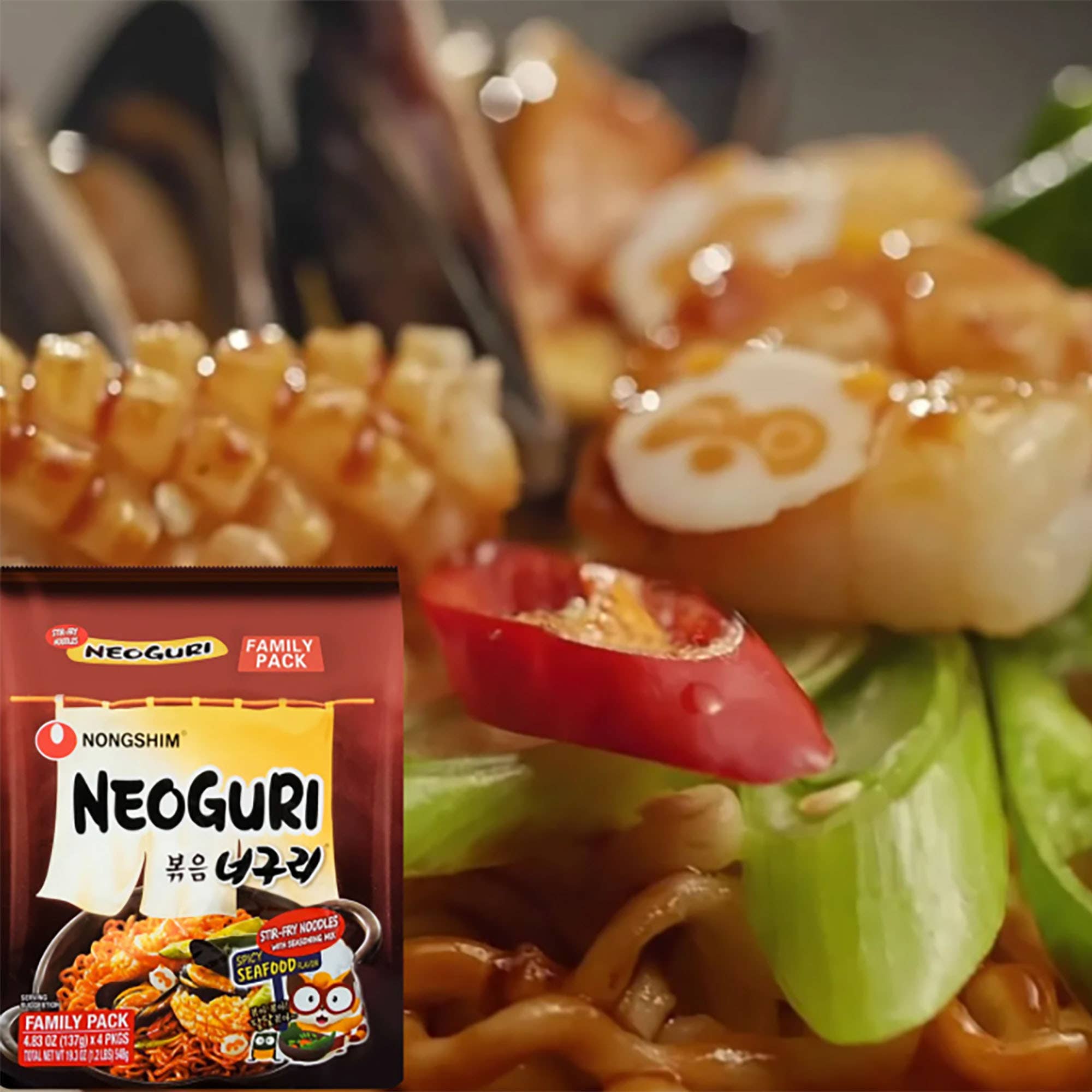 K Moitves Foods - Vente Ramen - Nongshim Nouilles sautées Neoguri - 137 g (4x8, 32 paquets)3