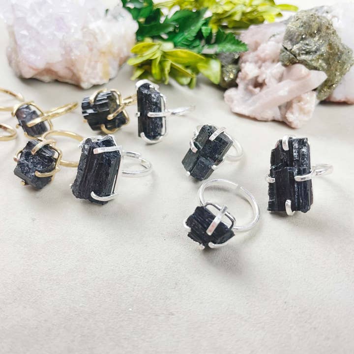 Ewelina Pas Jewelry - Wholesale Single Stone/Solitaire Ring - Raw Black Tourmaline Simple Ring21