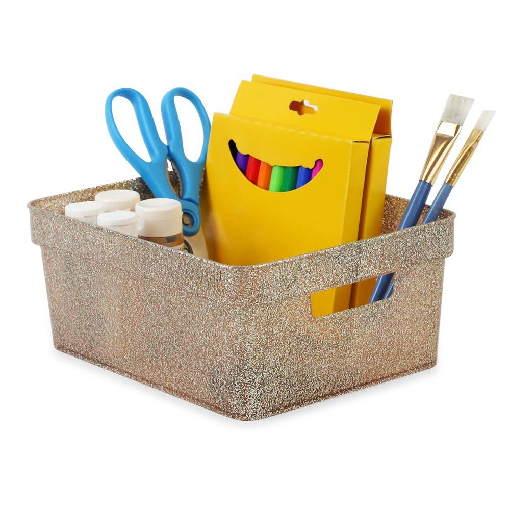 Isaac Jacobs International - Wholesale Storage Bin - Isaac Jacobs Small Glitter Storage Bin Set w/Cut-Out Handles11