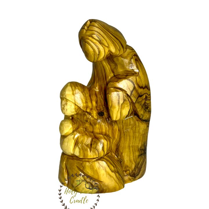 Olive Wood Abstract Holy Family Sitting for wholesale by Holy Land Cradle