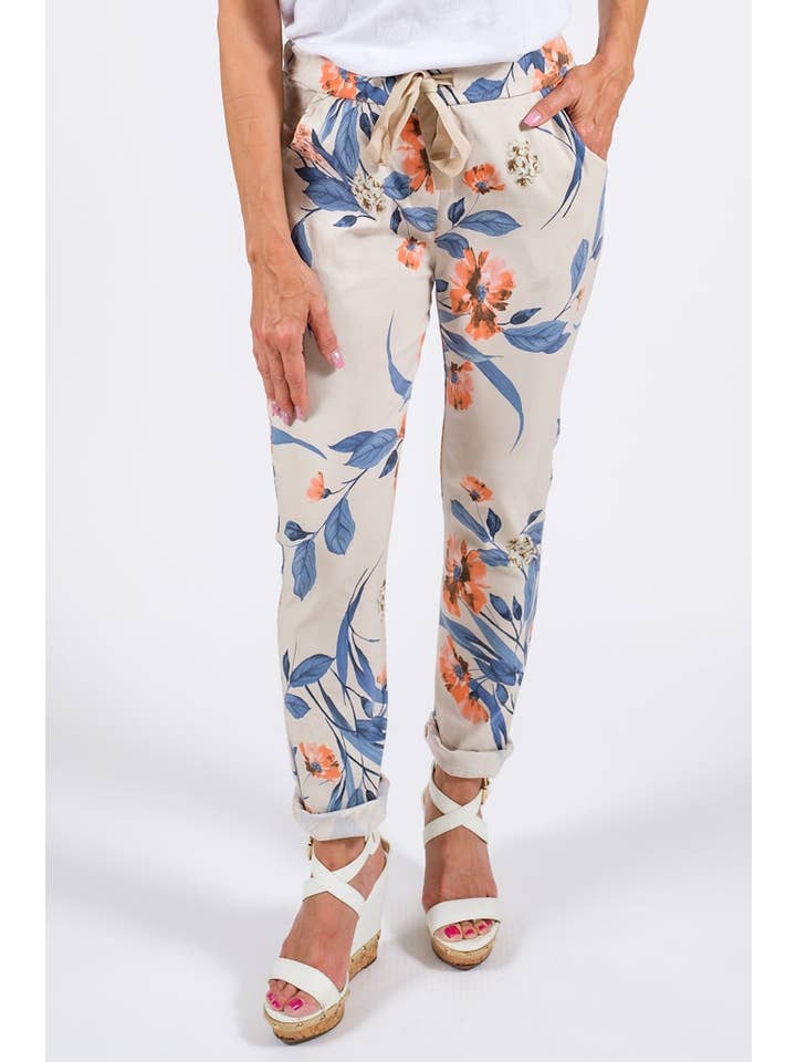 TINA Stephens Italy/Tees By Tina – Großhandel Hose – Damen – Roseann Hose mit Blumendruck (PL710F)7