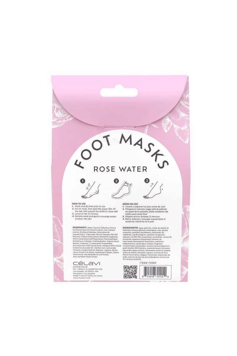 PINEAPPLE Beauty – Engroshandel Fodmaske – Celavi 70089 3 par foot masks med rosenvand - 1 sæt4
