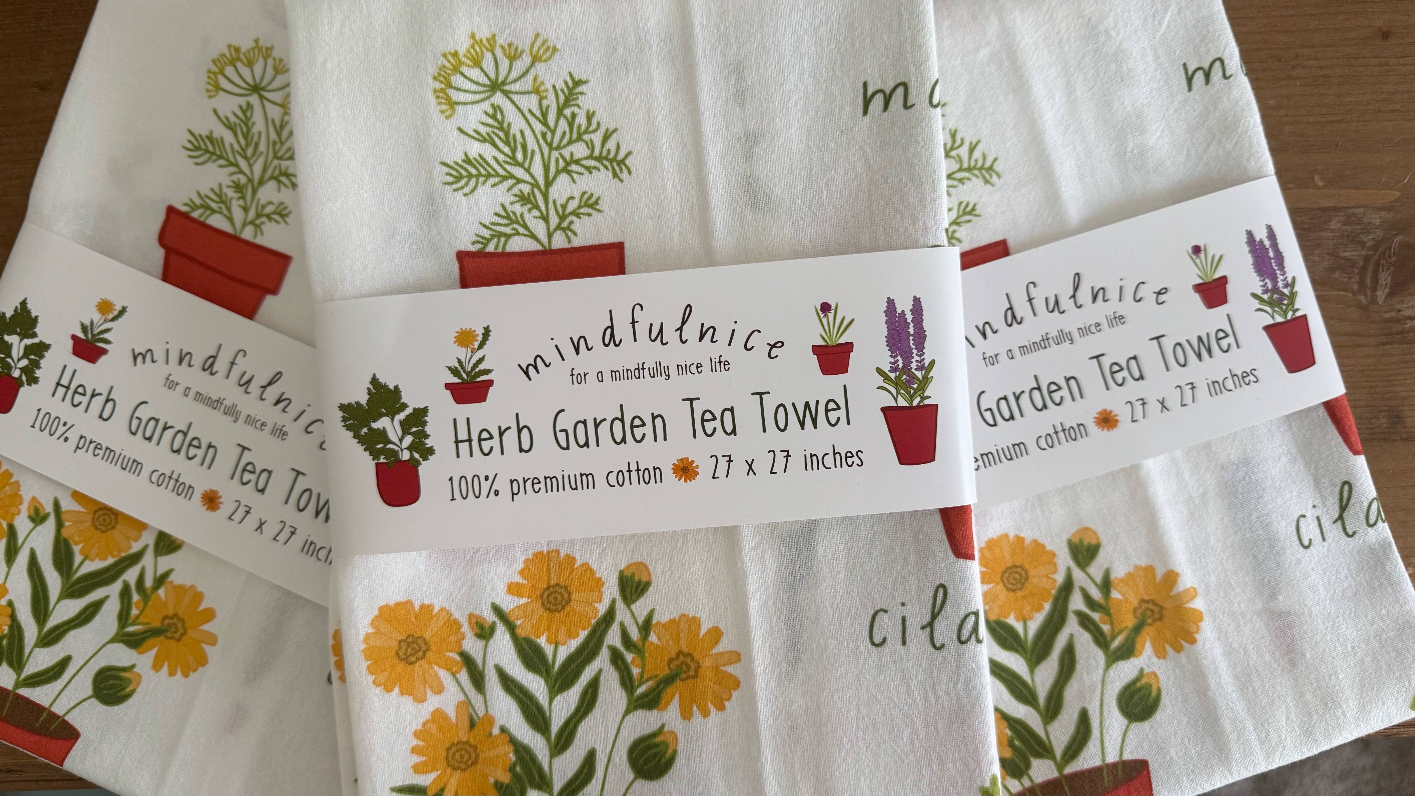 Mindfulnice - Wholesale Tea Towel - Herb Garden Tea Towel1