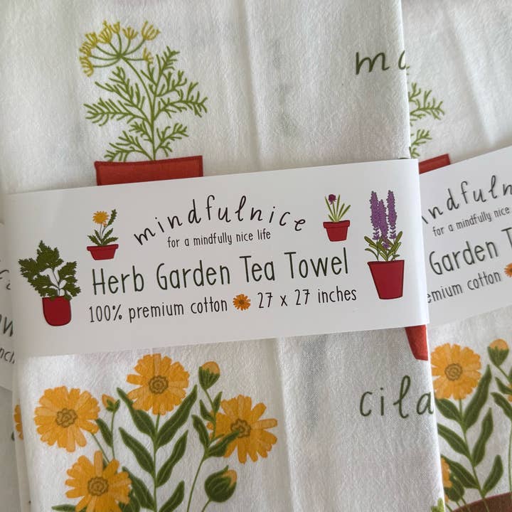 Mindfulnice - Wholesale Tea Towel - Herb Garden Tea Towel1