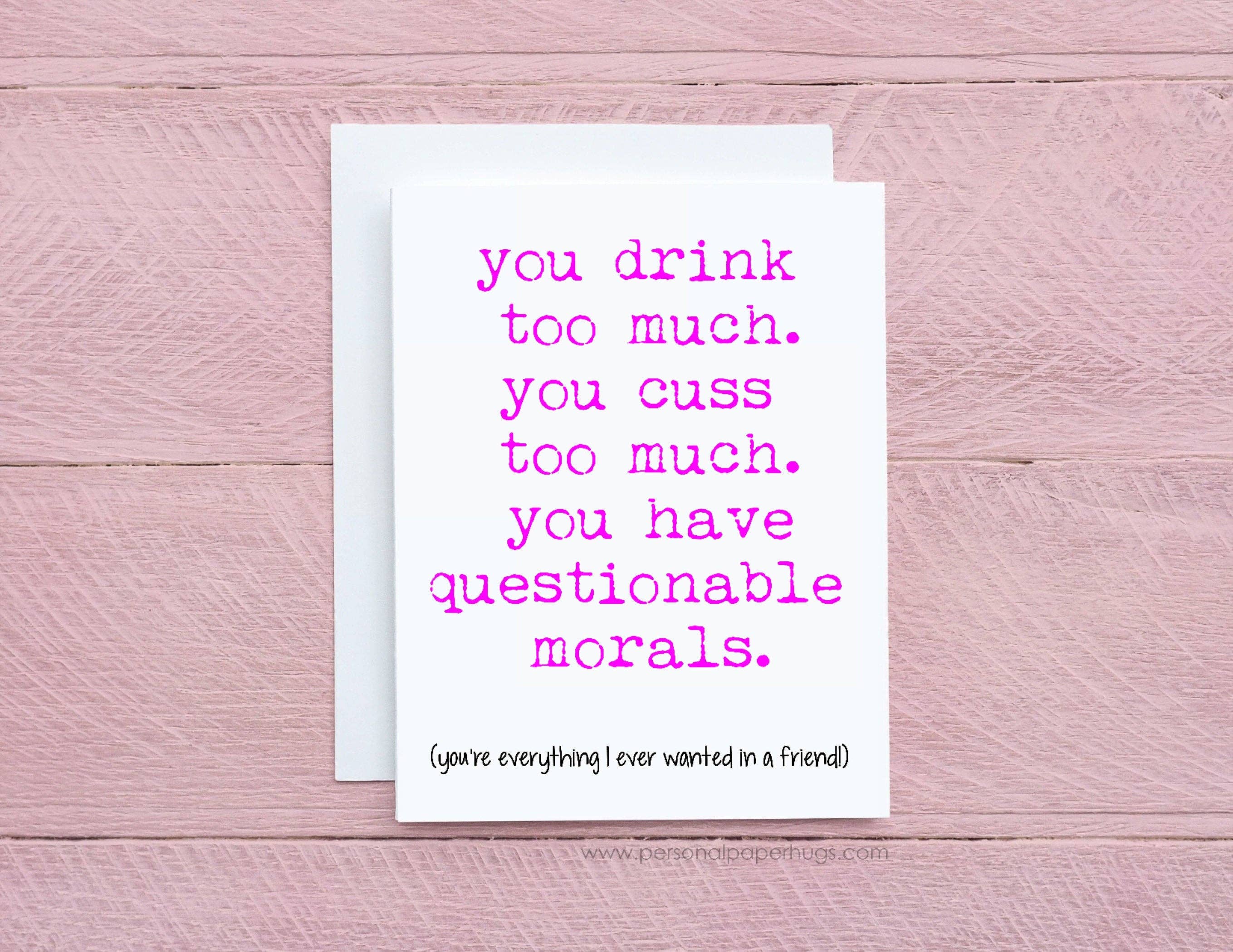 Personal Paper Hugs - Vendita all'ingrosso Biglietti di amicizia - Divertente biglietto di auguri con scritta Sarcastic Drinking Friends per il migliore amico