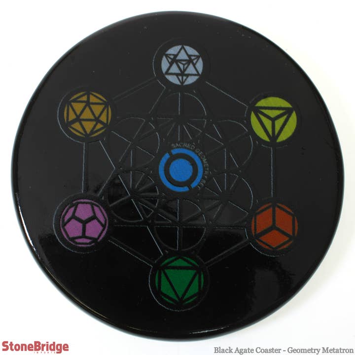Stonebridge Imports - Venta al por mayor Posavasos - Posavasos de ágata negra - Geometry Metatron2