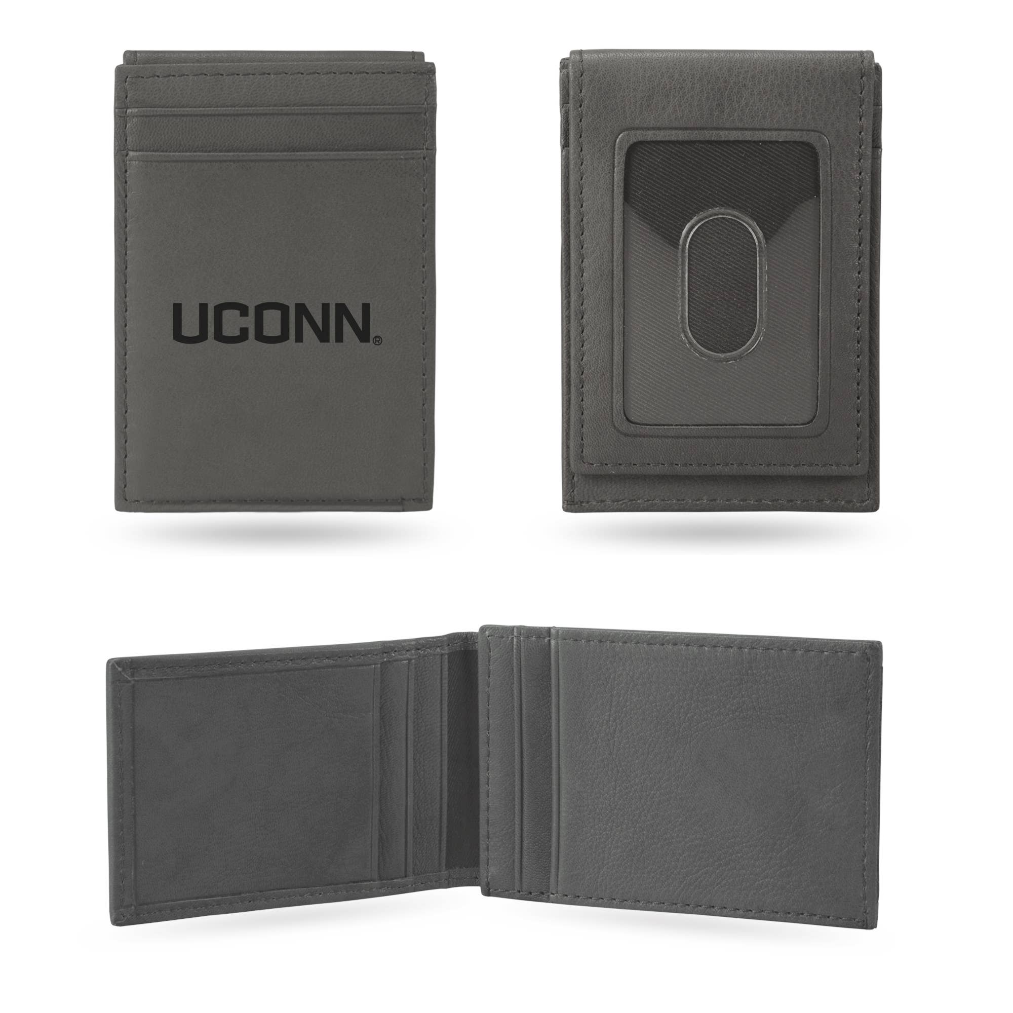 Rico Industries - Wholesale Wallet - Men's - NCAA  Connecticut Huskies Gray Laser Engr. Front Wallet0