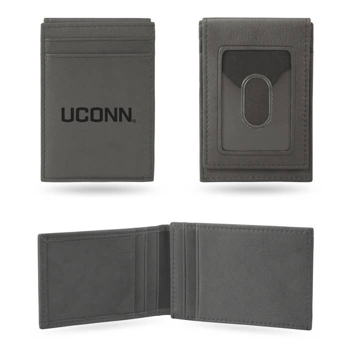Rico Industries - Wholesale Wallet - Men's - NCAA Connecticut Huskies Gray Laser Engr. Front Wallet
