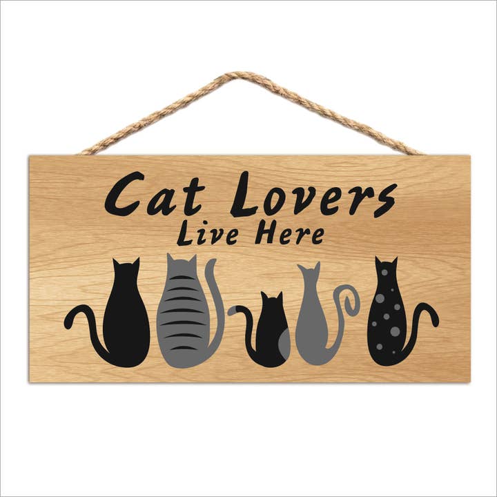 Cat Lovers Live Here Wood Sign for wholesale by Imagine This Company