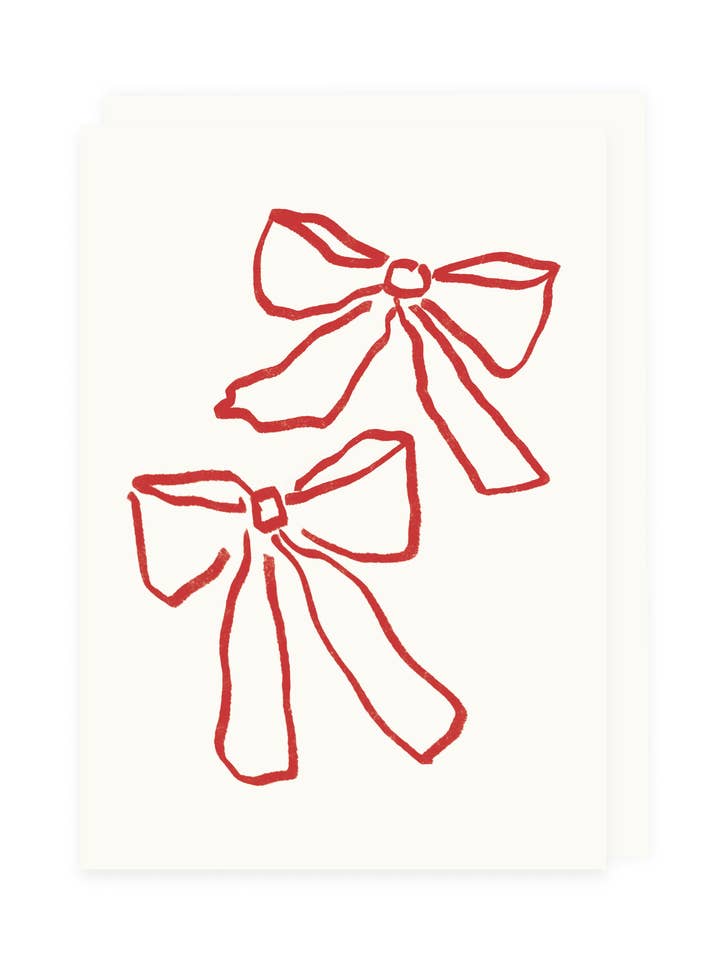 Folded Card Two Bows (Risograph) for wholesale by L'Atelier Samedi