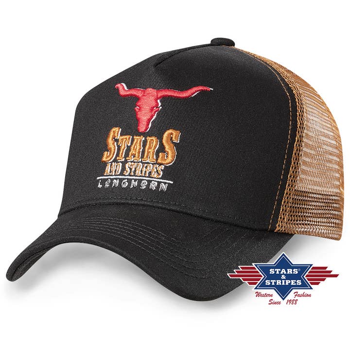 Stars & Stripes® - Wholesale Trucker Hat - Unisex - Trucker Cap - Longhorn Black