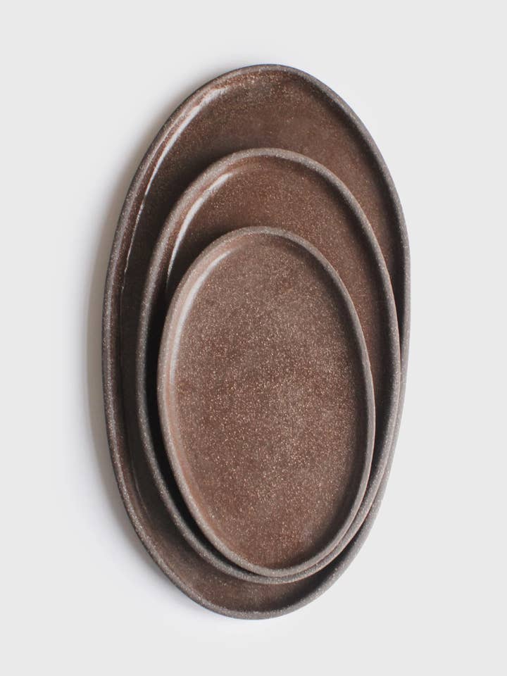 Handmade Stoneware Oval Serving Platter "Pumpernickel" for wholesale by Creating Comfort Lab