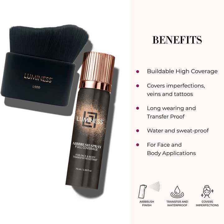 LUMINESS - Wholesale Foundation - Airbrush Spray Full Coverage Body & Face Foundation with Buffing Brush