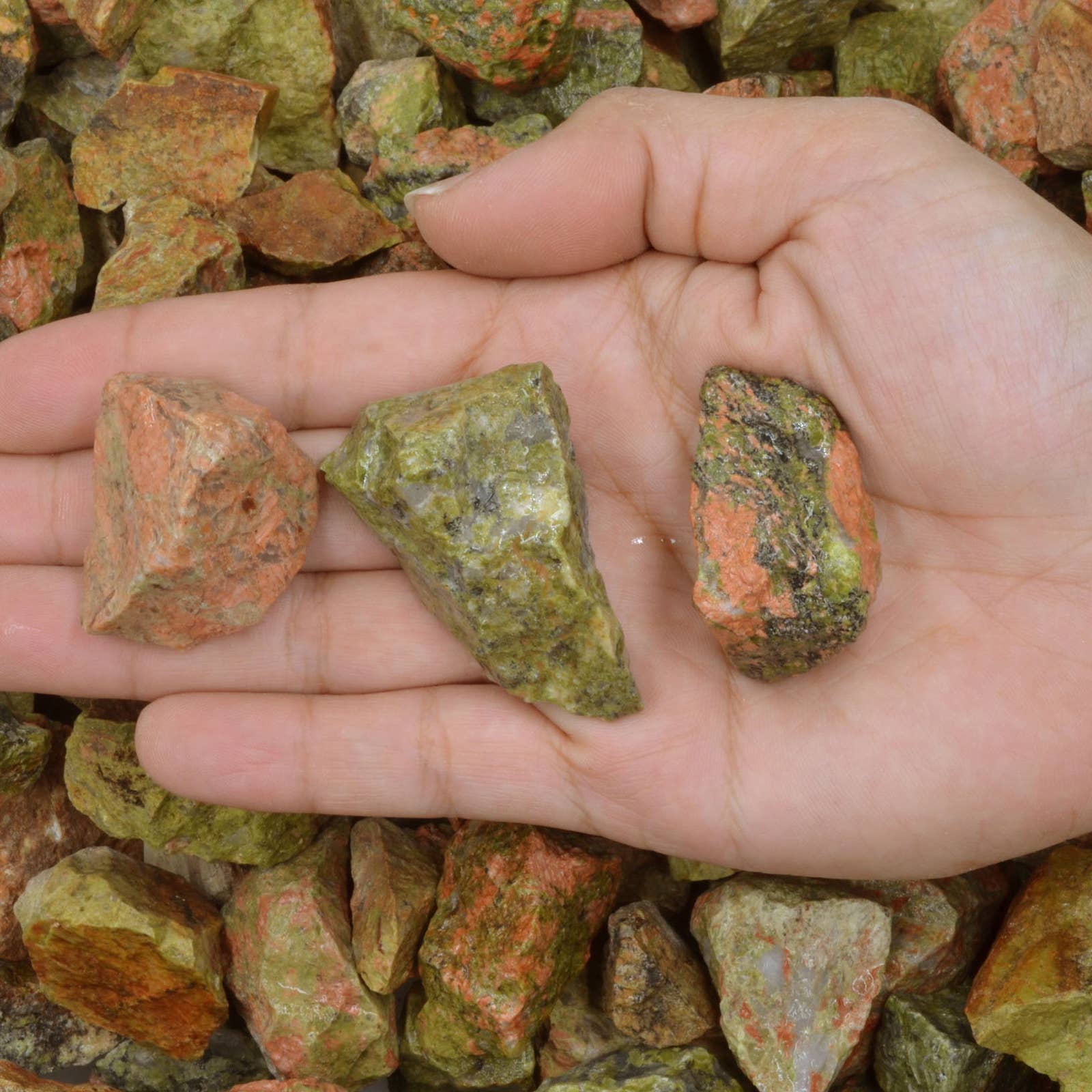 Fantasia Mining - Wholesale Spiritual Stone/Crystal - Rough Unakite - USA - Raw Natural Stones (1 lb)1