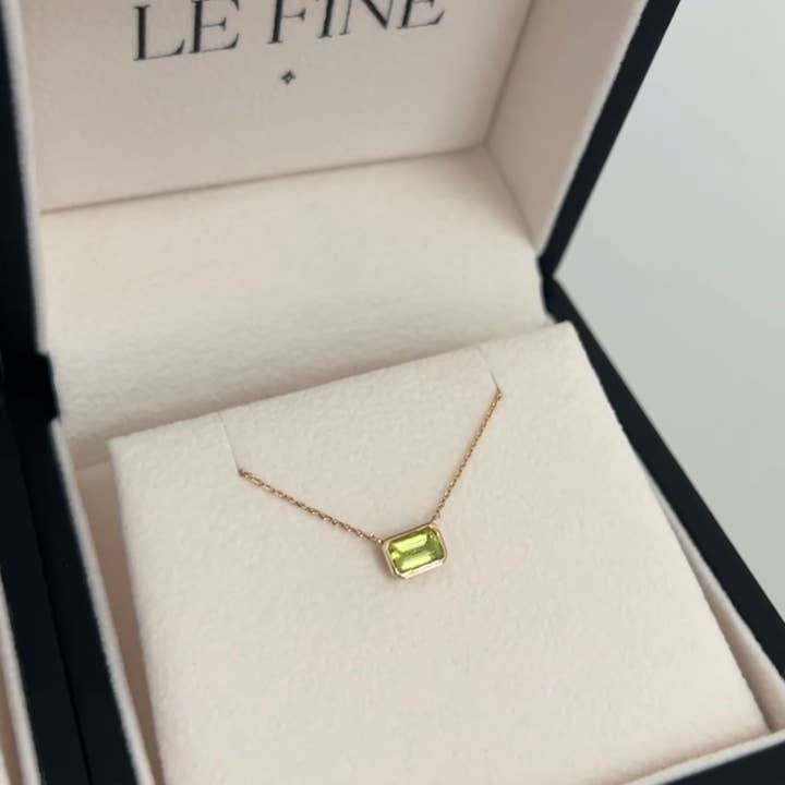 Ädelsten Bezel 14 k massivt guld halsband för wholesale av LE Fine Jewelry