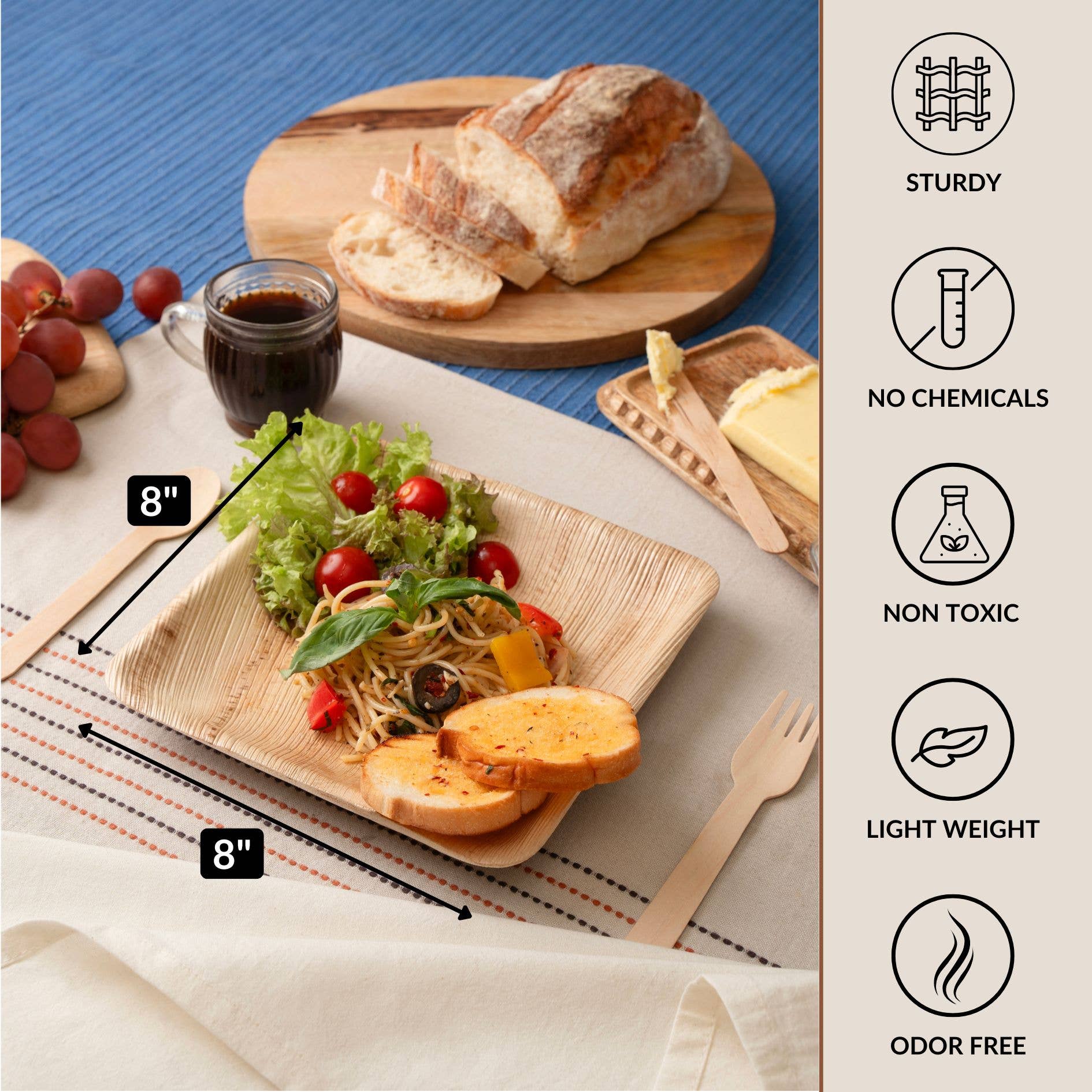 LuxeDesigns Co LLC - Wholesale Disposable Plate - LuxeDesigns Disposable 8" Palm Leaf Plate Set of 504