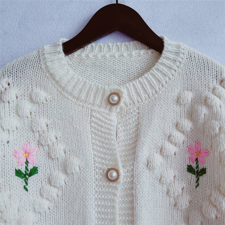 HIDDENBRAND - Wholesale Cardigan - Women's - Hand-Hooked Embroidered Knit Sweater Cardigan6