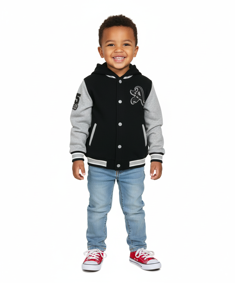 Unik - Wholesale Varsity/Baseball Jacket - Kids - Boys Varsity Jacket Casual Outerwear With Hoodie 2-45