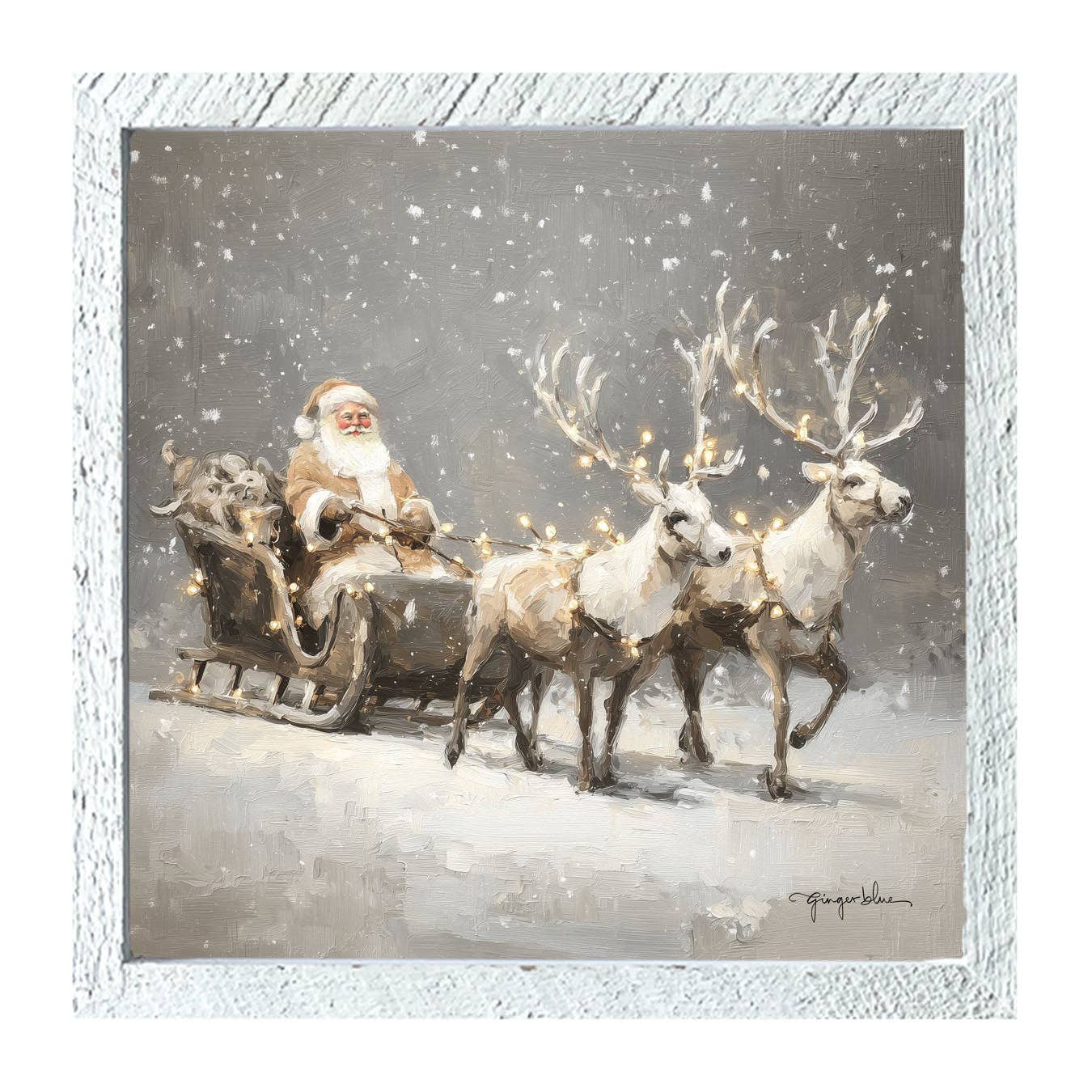 ginger blue - Wholesale Christmas Wall Art - Christmas Lights on Sleigh8