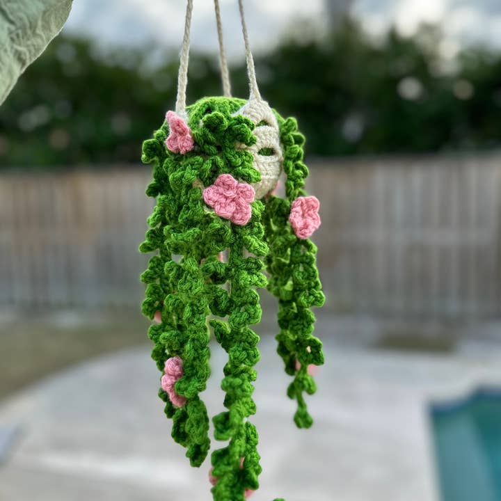 Adorno colgante de ganchillo con forma de planta de coche, regalo para amantes de las plantas para venta al por mayor de Anh2 LTD