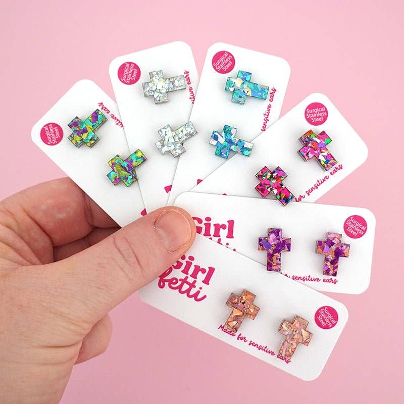 Girlfetti - Wholesale Stud/Post Earrings - Christian Easter Cross Acrylic Stud Earrings11