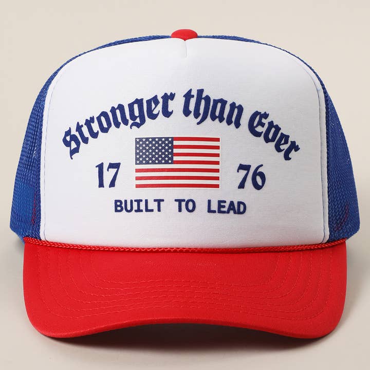 Fashion City - Vente Casquette de camionneur – unisexe - Casquette Trucker en Maille avec Imprimé Drapeau Américain Plus Fort que Jamais20