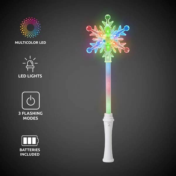 Windy City Novelties - Wholesale Toy Wand - Kids - LED Snowflake Wands – 12 Count Holiday Retail Display