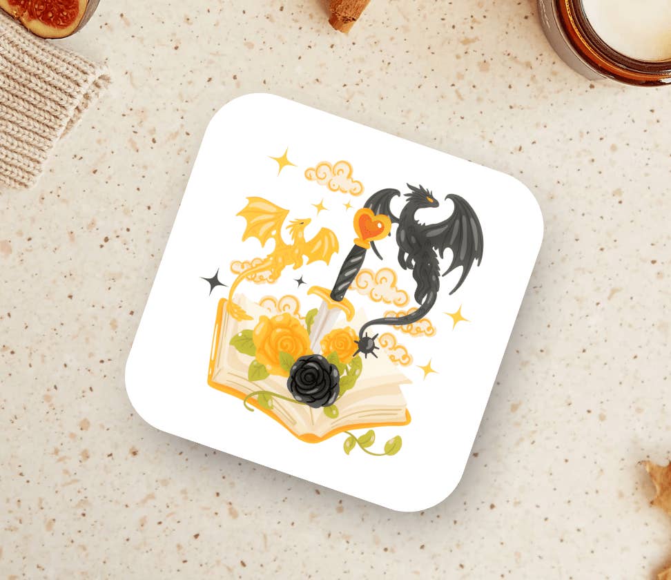 Awfullynerdy.co - Wholesale Coasters - Fourth Wing Dragons and Book Coaster - ONE Coaster