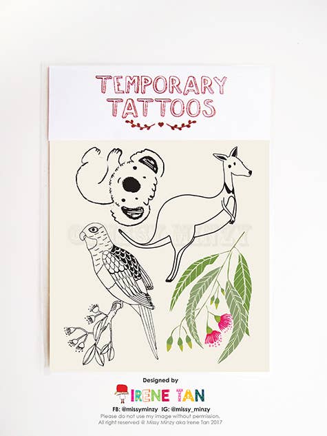 Australiana 5 Temporary Tattoos for wholesale by Missy Minzy