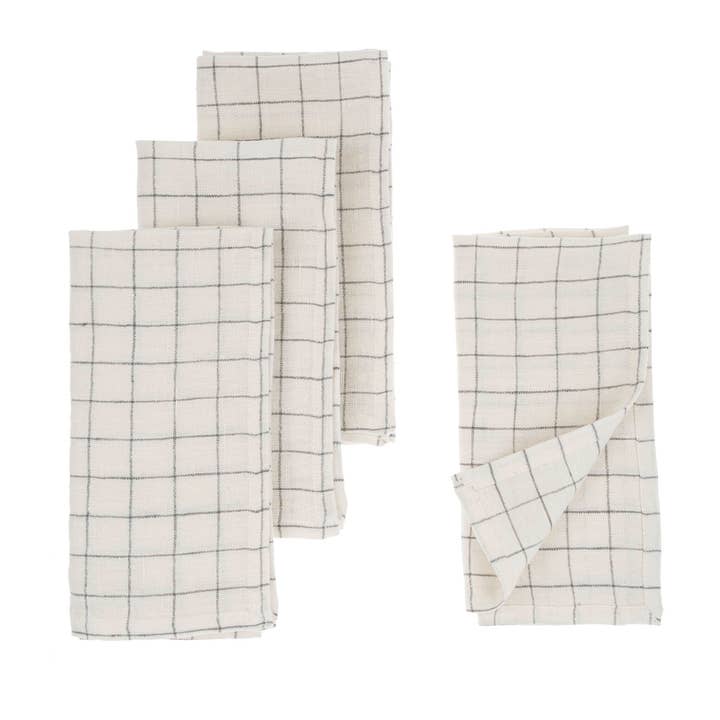 Linen Check Napkins S/4 Grey for wholesale by Indaba Trading