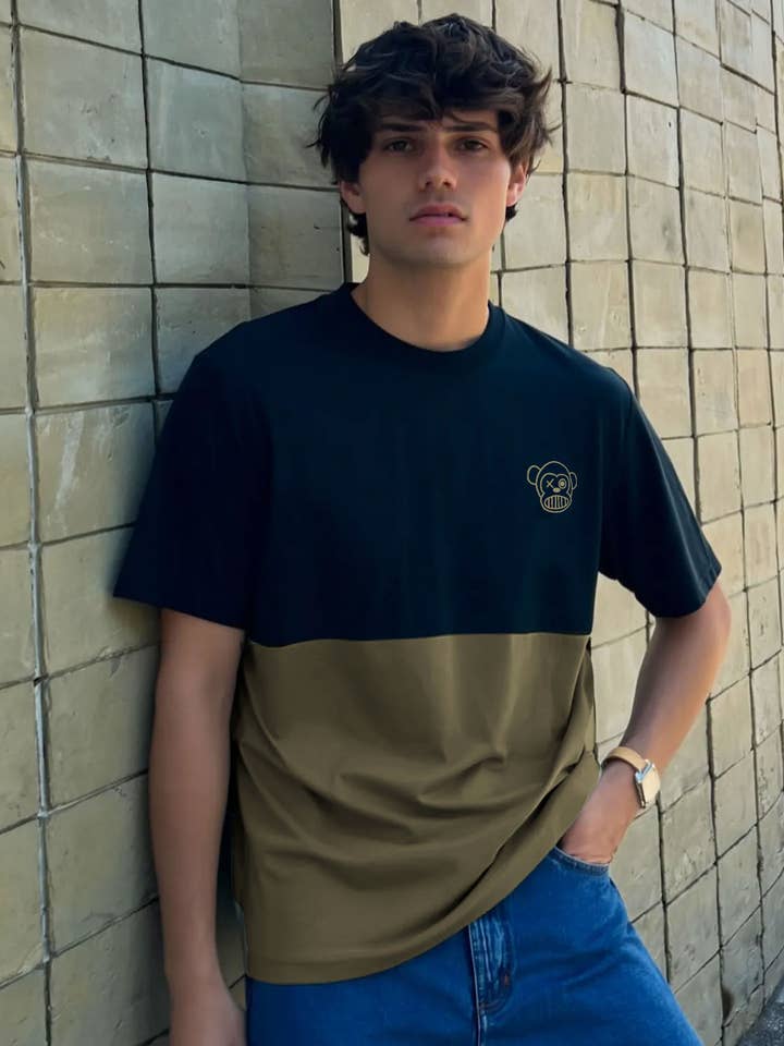 Camiseta Puro Loco B de Loco Monky Verde/Azul Escuro por atacado de LOCO MONKY