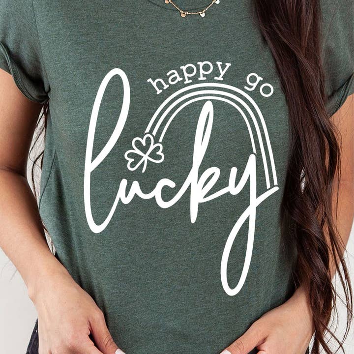 Happy Go Lucky St Patrick's Day Graphic Tee for wholesale by Kissed Apparel