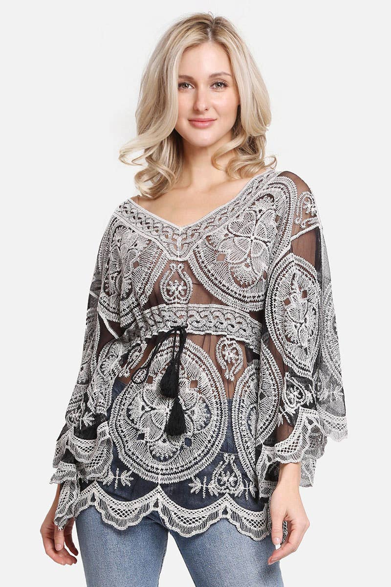 Fashion City - Wholesale Swim Cover Up - Women's - Women's Floral Pattern Drawstring Cover Up0