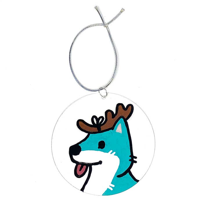 Teal Doggo Ornament für den Großhandel von Robin Good Art & Design