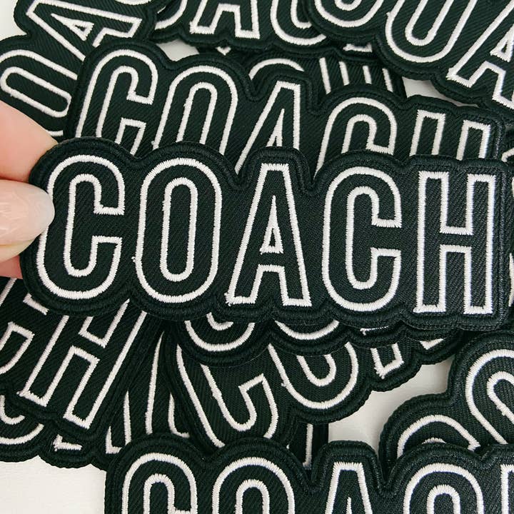 4" COACH in White & Black - Embroidered Hat Patch for wholesale by TEELUX