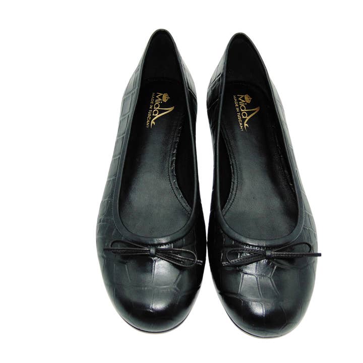 Mida Black Crocodile Print Ballerina 40 for wholesale by MIDA