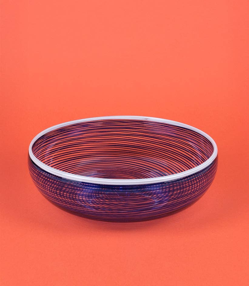 Barbablanca Glassworks - Wholesale Decorative Plate/Dish/Bowl - Ciotola Blu Hand-Blown Spiral Glass Bowl3