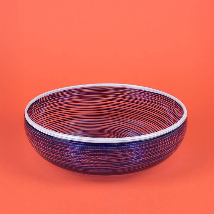 Barbablanca Glassworks - Wholesale Decorative Plate/Dish/Bowl - Ciotola Blu Hand-Blown Spiral Glass Bowl3