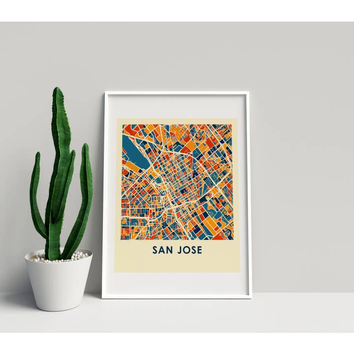8" x 10" Prussian San Jose Map Print - Chroma Style for wholesale by ILIKEMAPS