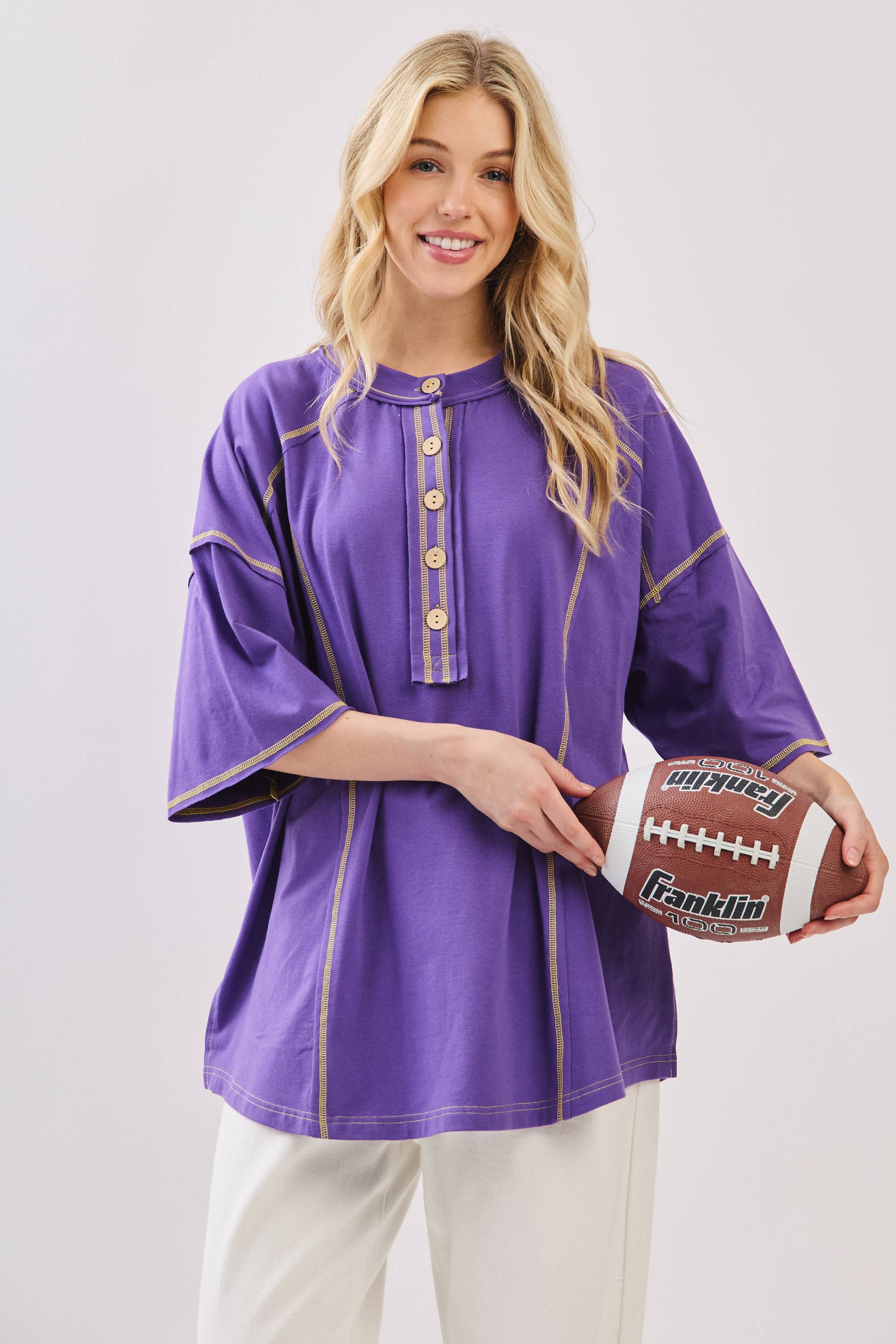 Sewn and Seen – Túnica - Mulher por atacado – Henley Relaxado com Botões27