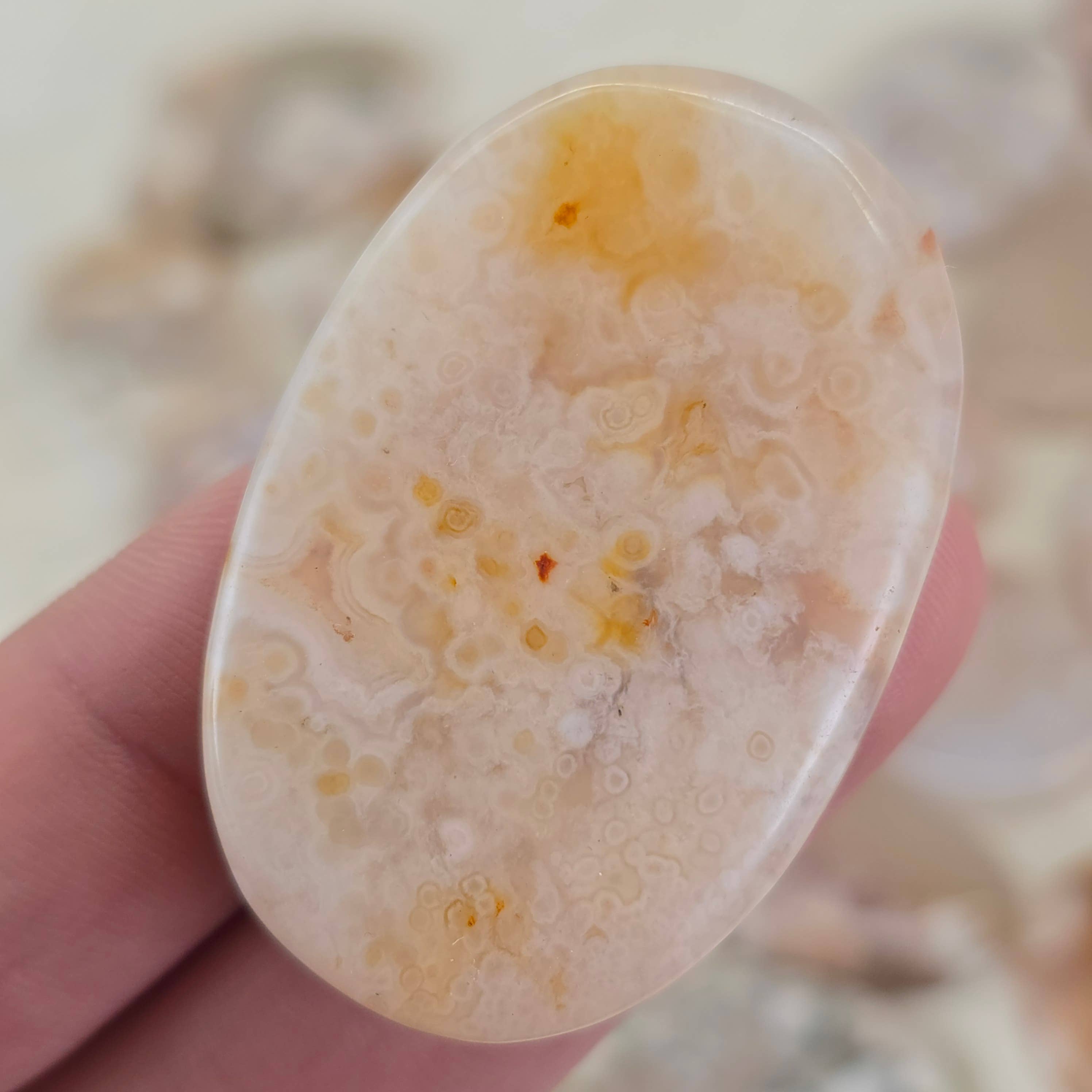 Aquamarine Daydream Wholesale - Wholesale Spiritual Stone/Crystal - .5 Kilo Flower Agate Flat Palm Stones ~ Bulk Crystals 3