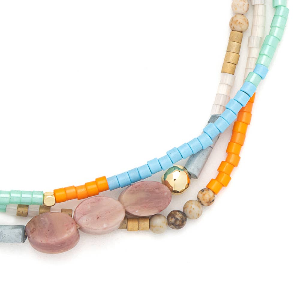 Scout Curated Wears - Wholesale Beaded Bracelet - Mixed Media Bracelet - Love/Rhodochrosite/Gold2