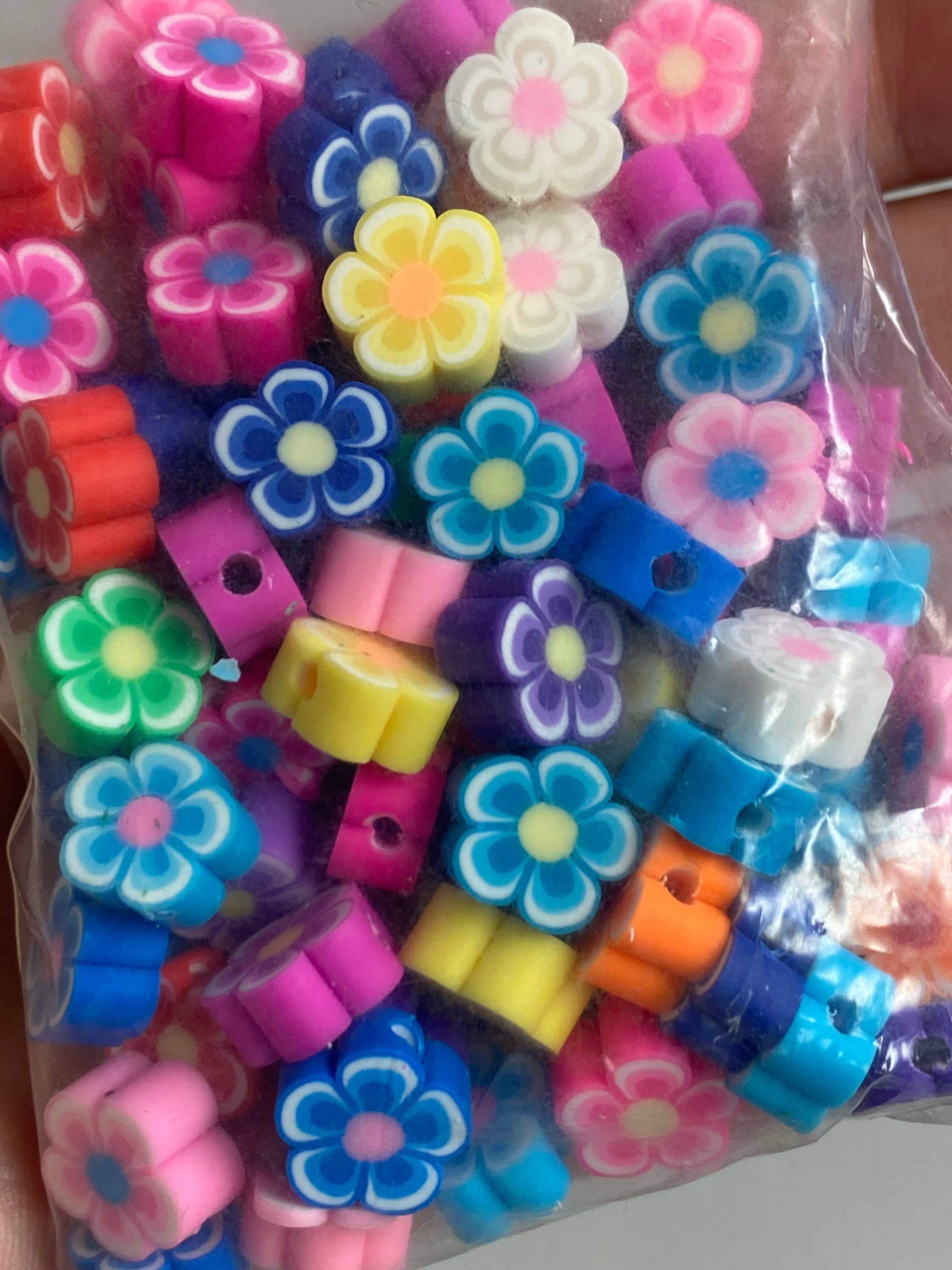 The Bead Bazaar - Wholesale Beads - 100 Bright Flower Beads, 90's Boho Accent Flower Beads, Colo2